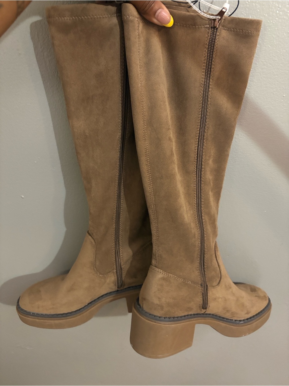 White Mountain Tan Suede Over-the-Knee Zip Boots